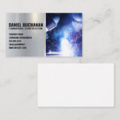 Welder Worker | Sparks | Steel Metallic Visitenkarte (Vorne/Hinten)