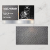 Welder Worker | Sparks | Steel Metallic Visitenkarte (Vorne/Hinten)