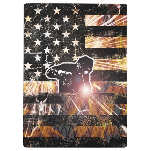 Welding Flag Sparks and Flames Klemmbrett (Rückseite)