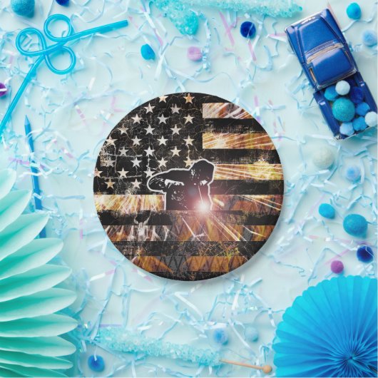 Welding Flag Sparks and Flames Pappteller (Party)