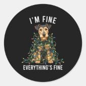Welerrier Christmas I'm Fine Everything Is Fine Pr Runder Aufkleber (Vorderseite)