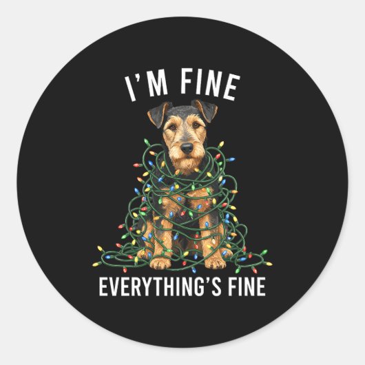 Welerrier Christmas I'm Fine Everything Is Fine Pr Runder Aufkleber (Vorderseite)