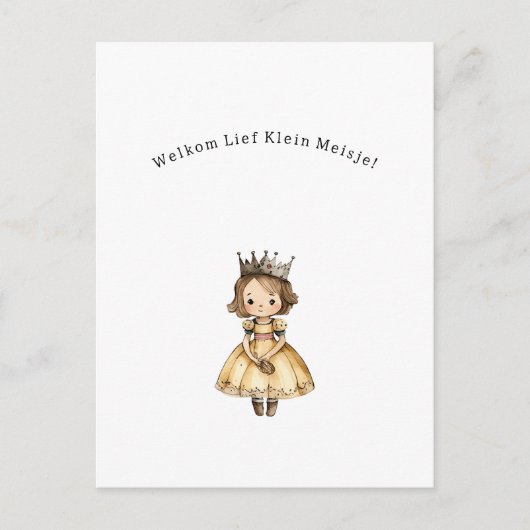 Welkom Lief Klein Meisje Nieuwe Baby Kaart Postkarte (Vorderseite)