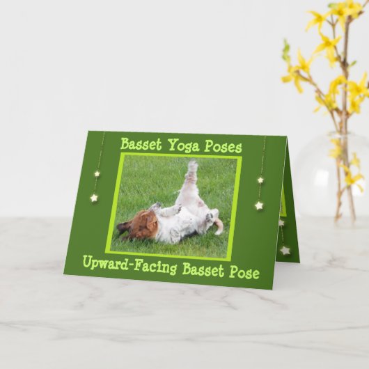 Well Card mit lustigen Basset Hound Yoga-Posen Karte (Gelbe Blume)