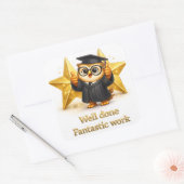 Well done, fantastic work graduation owl three gol quadratischer aufkleber (Umschlag)