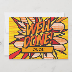 WELL DONE Name Fun Retro Comic Pop Kunst Einladung
