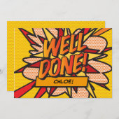 WELL DONE Name Fun Retro Comic Pop Kunst Einladung (Vorne/Hinten)