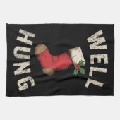 Well Hung Dirty Christmas Strumpf Holiday Geschenk Geschirrtuch (Horizontal)