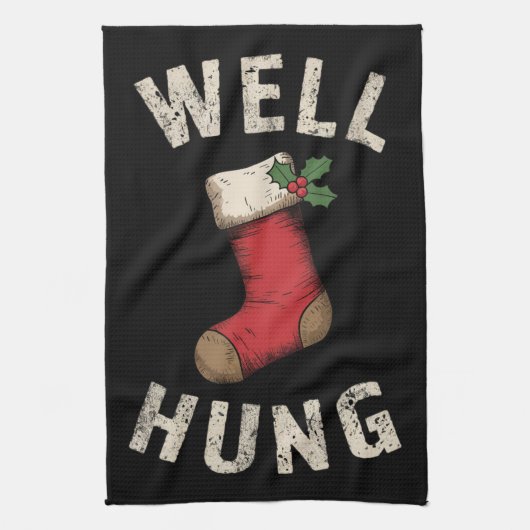 Well Hung Dirty Christmas Strumpf Holiday Geschenk Geschirrtuch (Vertikal)