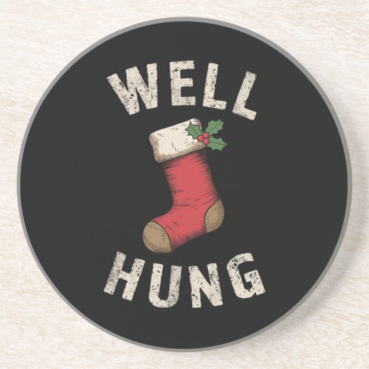 Well Hung Dirty Christmas Strumpf Holiday Geschenk Getränkeuntersetzer (Vorne)