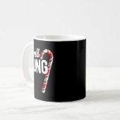 Well Hung Funny Christmas Candy Cane Well Hung Kaffeetasse (Vorderseite Links)