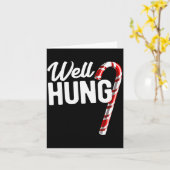 Well Hung Funny Christmas Candy Cane Well Hung Karte (Gelbe Blume)