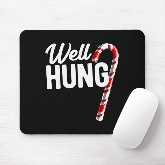 Well Hung Funny Christmas Candy Cane Well Hung Mousepad (Mit Mouse)