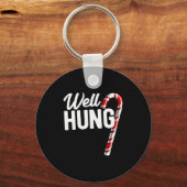 Well Hung Funny Christmas Candy Cane Well Hung  Schlüsselanhänger (Vorderseite)