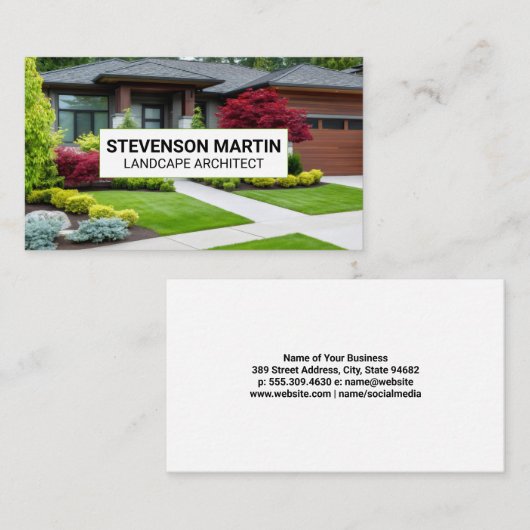 Well Manicured Landscape | Front Yard Residential Visitenkarte (Vorne/Hinten)