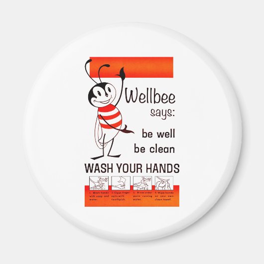 Wellbee CDC WASCHEN IHRE HÄNDE Werbeplakat Magnet (Vorne)