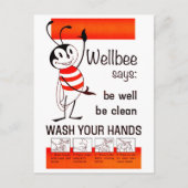 Wellbee CDC WASCHEN IHRE HÄNDE Werbeplakat Postkarte (Vorderseite)