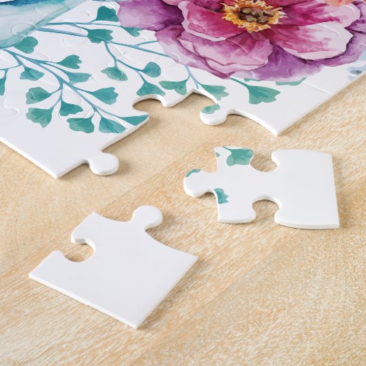 Wellcoda Blumen-ernster Schädel-Skelett-Kopf Puzzle (Seite)