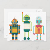 Wellcoda Cartoon Robot Party Kinderspass Leben Postkarte (Vorne/Hinten)