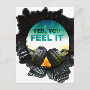 Wellcoda Feel Music Headphone Tune DJ Postkarte