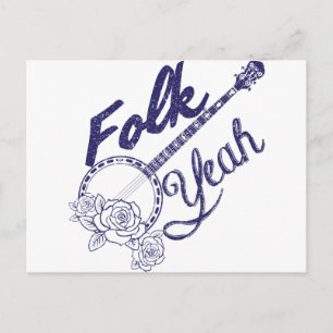 Wellcoda Folk Yeah Music Life Banjo Beat Postkarte
