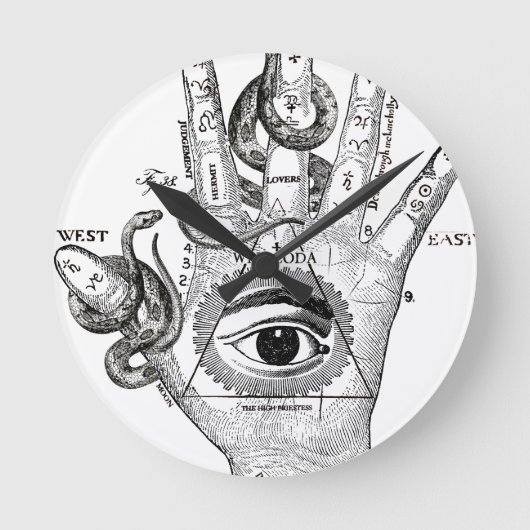 Wellcoda Illuminati Compass Snake Hand Runde Wanduhr (Vorderseite)