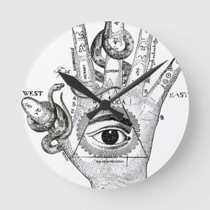 Wellcoda Illuminati Kompass-Schlangen-Hand Runde Wanduhr