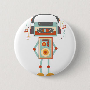 Wellcoda Roboter-Musik-Band-DJ-Kopfhörer Button
