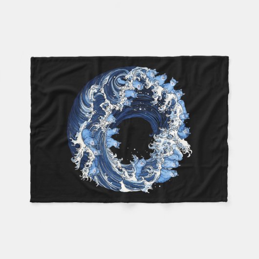 Welle blauer Katzen für Kamala Fleecedecke (Vorderseite (Horizontal))