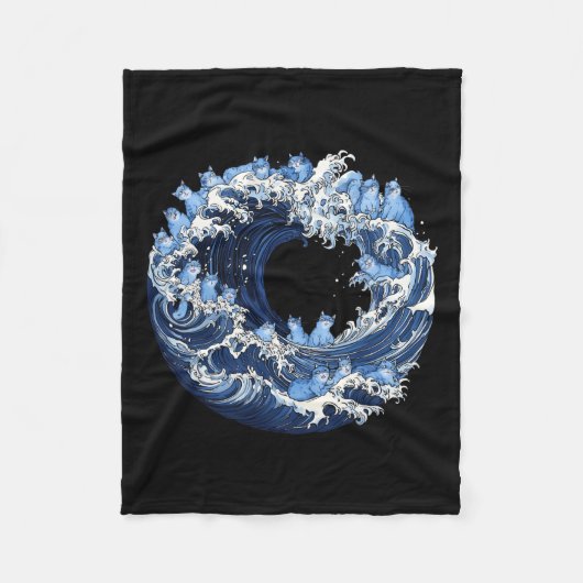 Welle blauer Katzen für Kamala Fleecedecke (Vorderseite)