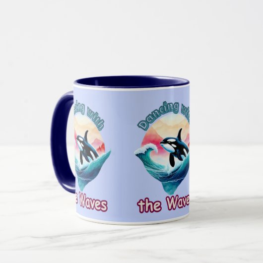 Welle der Freude: Orca springt in Aqua-Gewässern Tasse (Vorderseite Links)