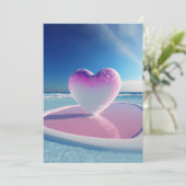 Welle der Liebe: Romantische Waves Heart Wedding I Einladung (Stehend Vorderseite)