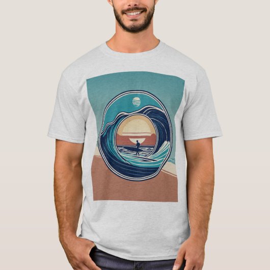 Welle des Wandels: Eine Minimalistische Skizze des T-Shirt (Vorderseite)