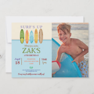 Welle hoch! Fang eine Welle Surf Blue Beach Foto Einladung