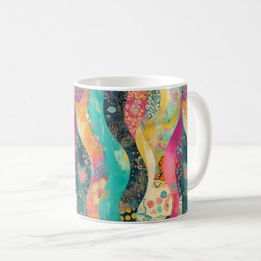 Welle mehrfarbiger Blume Kaffeetasse (VorderseiteRechts)