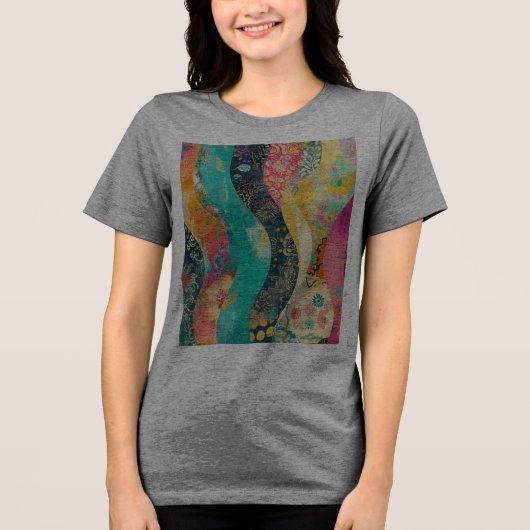 Welle mehrfarbiger Blume Tri-Blend Shirt (Vorderseite)