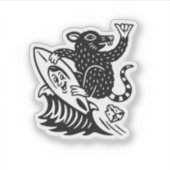 Welle Ratte Shaka Lustiger Aufkleber (Vorderseite)