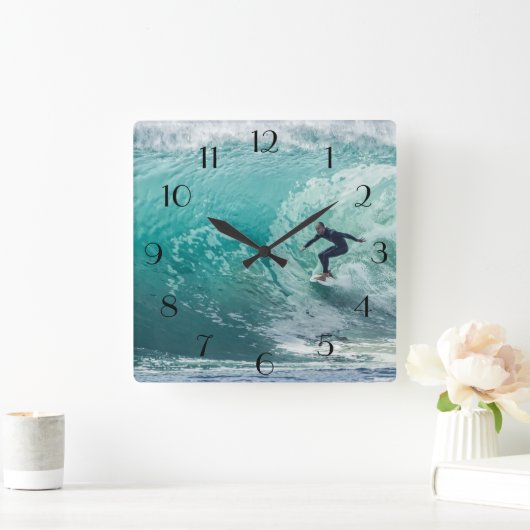 Welle, Surfer, schöne Landschaftswand Uhr (Zuhause)