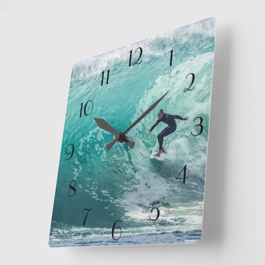 Welle, Surfer, schöne Landschaftswand Uhr (Winkel)
