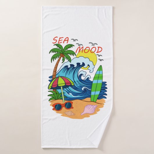 Welle und Palme Badehandtuch (Badehandtuch)