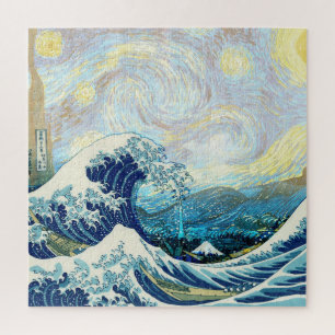 WELLE VON KANAGAWA IN STERNENKLARE NACHT HINTERGRU PUZZLE