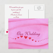 Welle von Roten Herzen Einladung Hochzeit Postkart (Vorne/Hinten)