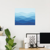 Wellen Abstrakte Minimalistische Zusammensetzung Poster (Heimbüro)