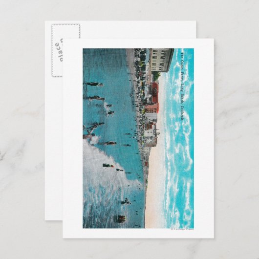 Wellen am Ocean BeachLong Beach, CA Postkarte (Vorne/Hinten)