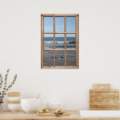 Wellen auf der Beach View von einem Fenster aus Poster (Küche)