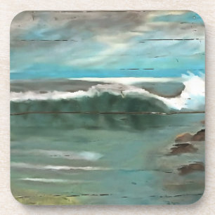 Wellen auf Driftwood Seascape Art Getränkeuntersetzer