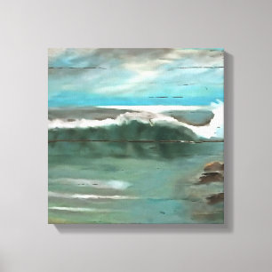 Wellen auf Driftwood Seascape Art Leinwanddruck
