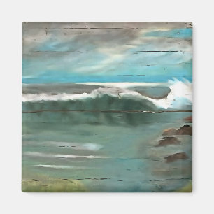 Wellen auf Driftwood Seascape Art Magnet