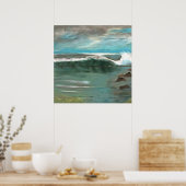 Wellen auf Driftwood Seascape Art Poster (Küche)
