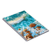 Wellen auf einem felsigen Strand bei Sonnenunterga Notizblock (Rechte Seite)